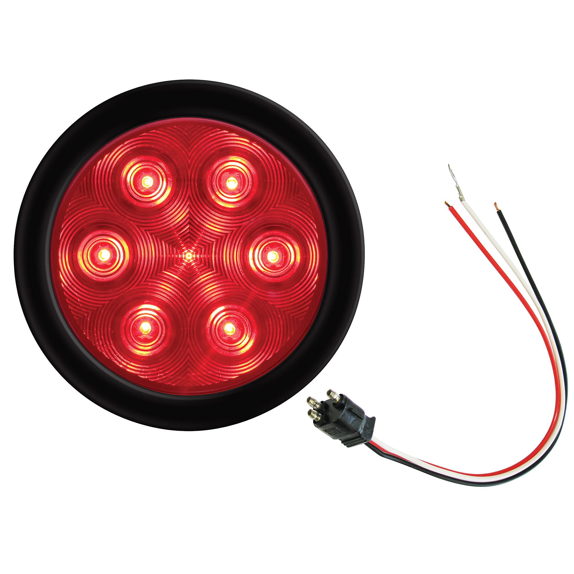 7-LED 4" RED STOP/TURN/TAIL LIGHT W/GROMMET&PLUG
